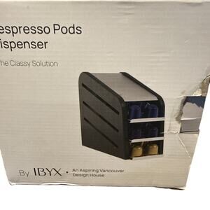 Ibyx Wooden Coffee Pod Holder for 3 Tier Nespresso, Black Bamboo